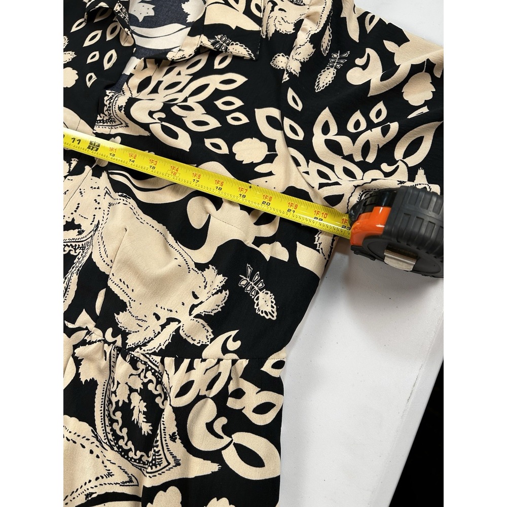 52Seven Women's Black Beige Tan Paisley Tiered Floral Midi Dress 1X - Picture 4 of 6